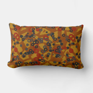 Red Gray and Orange Geometric abstract Lumbar Pillow