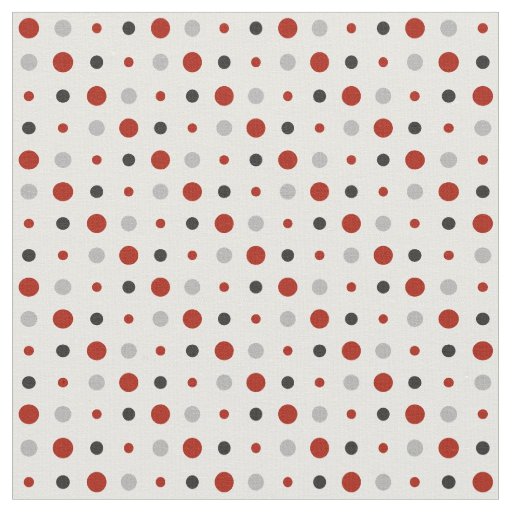 Red, Gray and White Polka dots Fabric