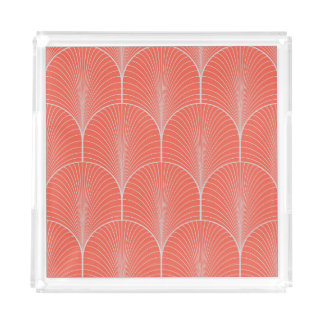 Red-gray art deco, vintage wallpaper. acrylic tray