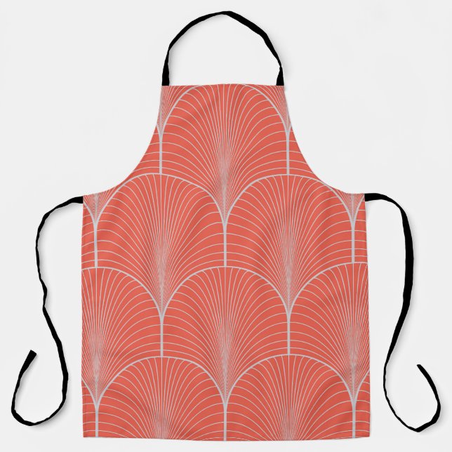 Red-gray art deco, vintage wallpaper. apron (Front)