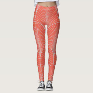 Red-gray art deco, vintage wallpaper. leggings
