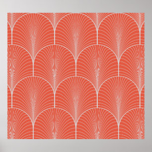 Red-gray art deco, vintage wallpaper. poster