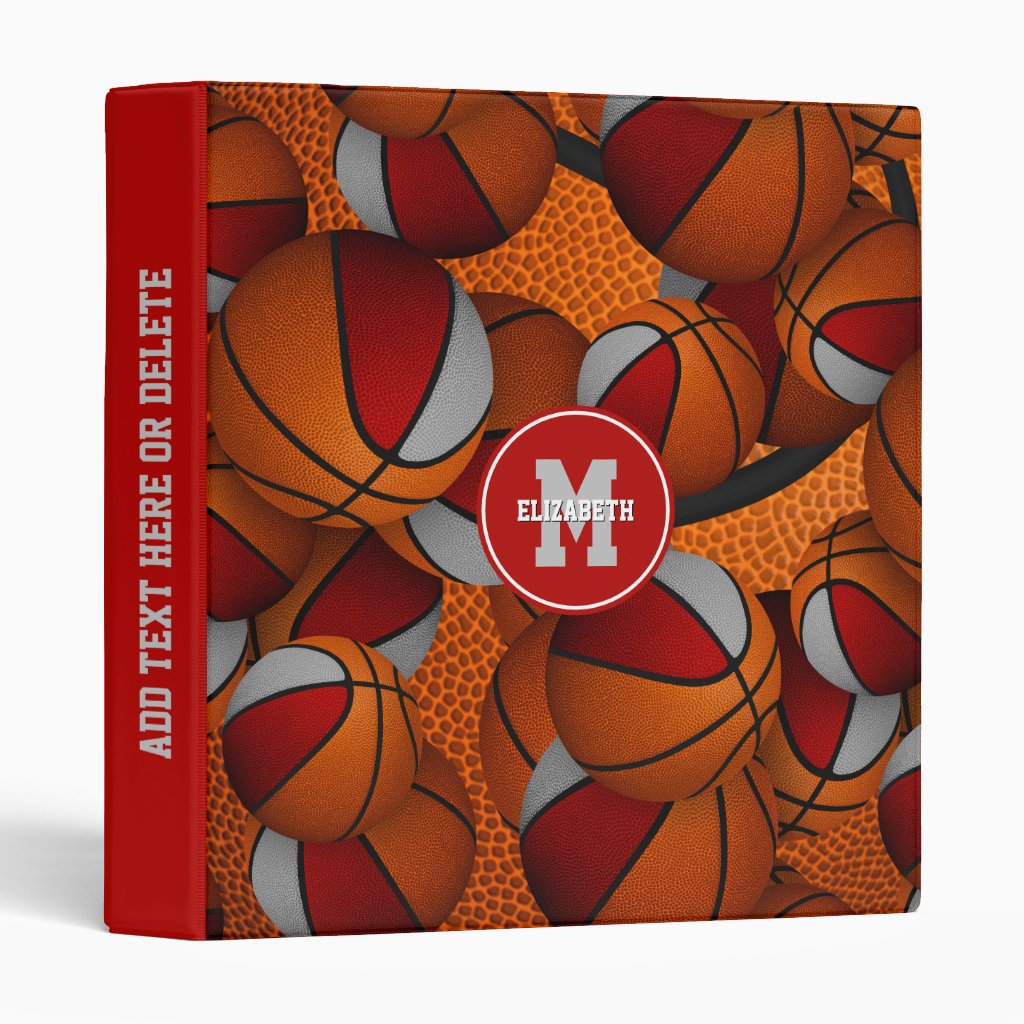 red gray basketball club team colors 3 ring binder