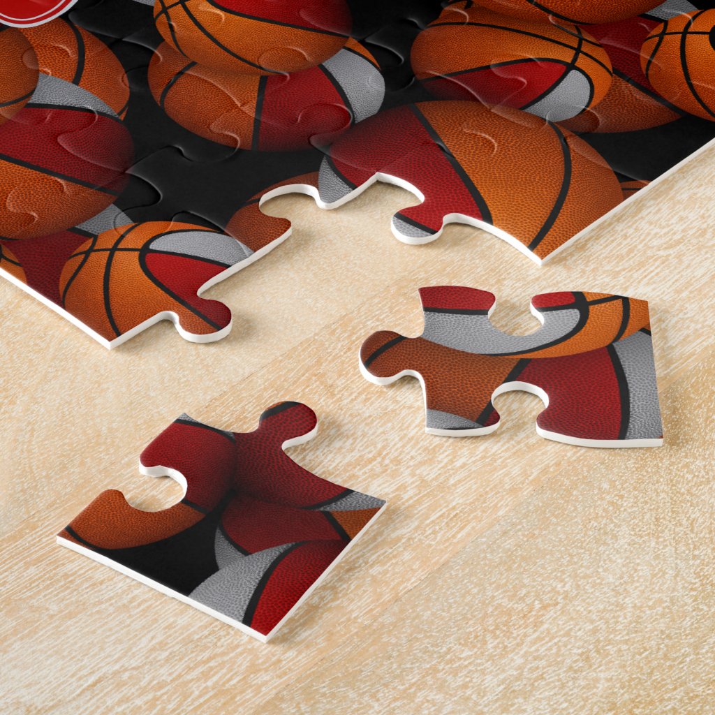 red gray basketball girls boys team colors jigsaw puzzle