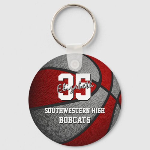 red gray basketball team colors keychain