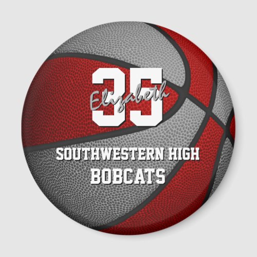 red gray basketball team colors magnet