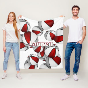 red gray basketball team colors sports decor fleece blanket