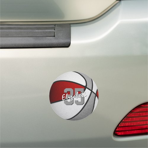 red gray basketball team gifts locker or car magnet
