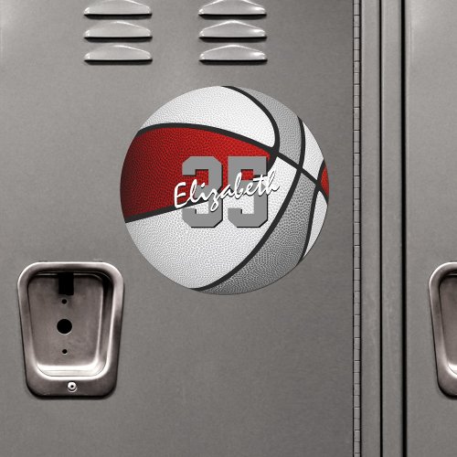 red gray basketball team gifts locker or car magnet