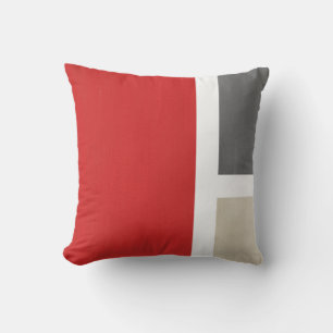 Red Gray Beige Modern Throw Pillow