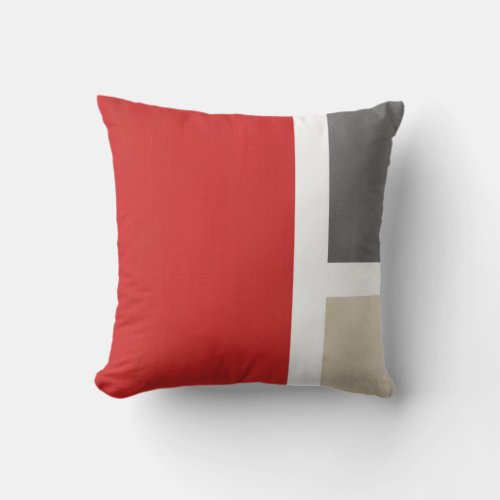 Red Gray Beige Modern Throw Pillow