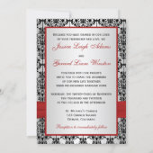 Red, Gray, & Black Damask Photo Wedding Invite (Back)