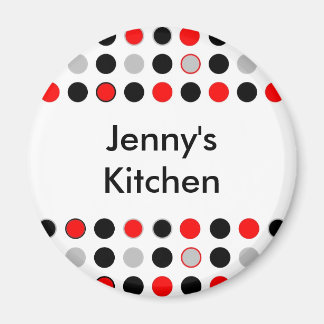 Red Gray Black Dots Kitchen Magnet