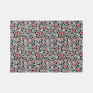Red Gray Black Polka Dot Geometric Pebbles Area Rug