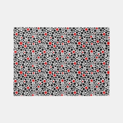 Red Gray Black Polka Dot Geometric Pebbles Area Rug