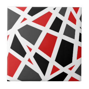 Black White Red Decorative Ceramic Tiles Zazzle