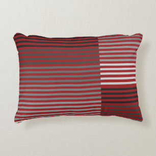 Red, Gray, Black, White Stripes Accent Pillow