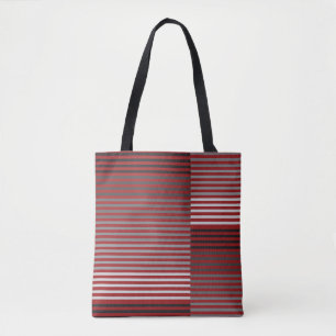 Red, Gray, Black, White Stripes Tote Bag