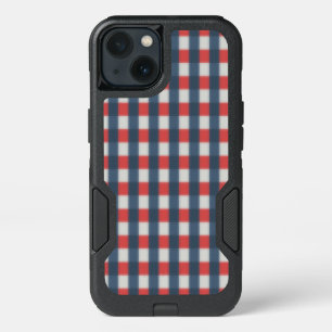 Red Gray Blue Plaid iPhone 13 Case