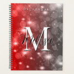 Red & Gray Bokeh Modern Monogram Sparkle Planner<br><div class="desc">This planner has a background of red and gray bokeh sparkle. Simple and contemporary. Complete it with a personalized monogram and name. Created by Simply Farmhouse Press.</div>