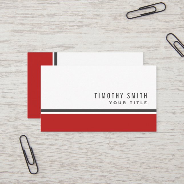 Red gray border modern stylish white professional business card (Front/Back In Situ)