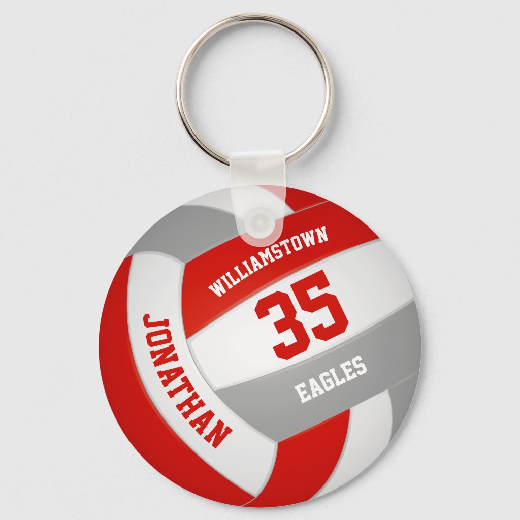 red gray boys girls team colors volleyball keyring