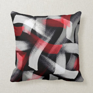 throw pillows red and gray