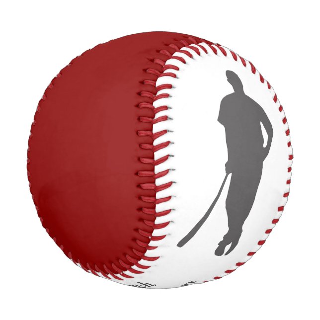 Red Gray Champion Coach Personalized Baseball (Angled)