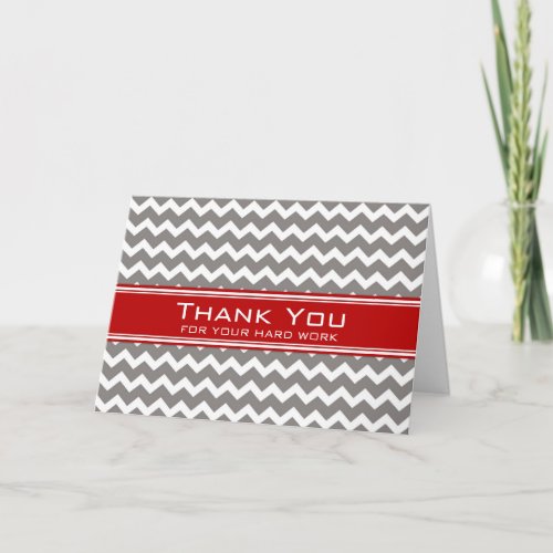 Red Gray Chevron Employee Anniversary Card