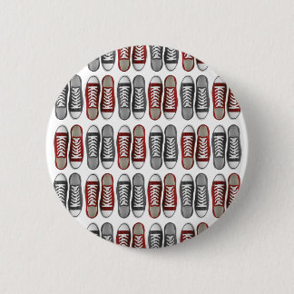 Red & Gray Classic Sneaker Pattern Pinback Button
