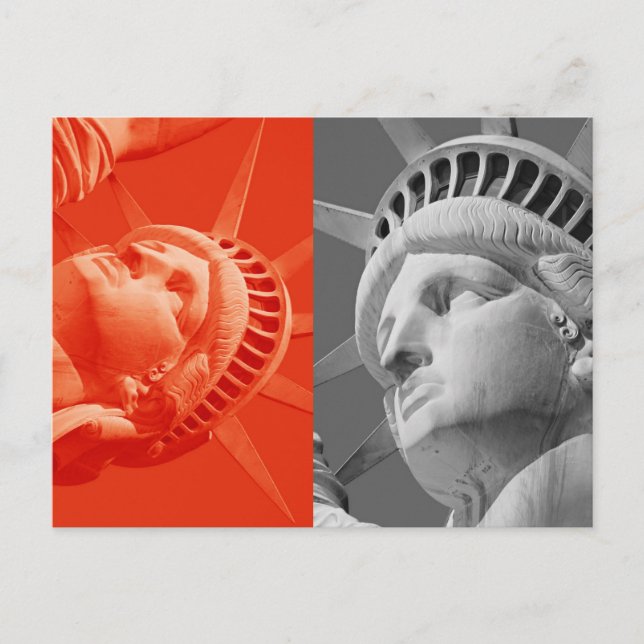 Red Gray Collage Closeup Statue Liberty Postcard (Front)