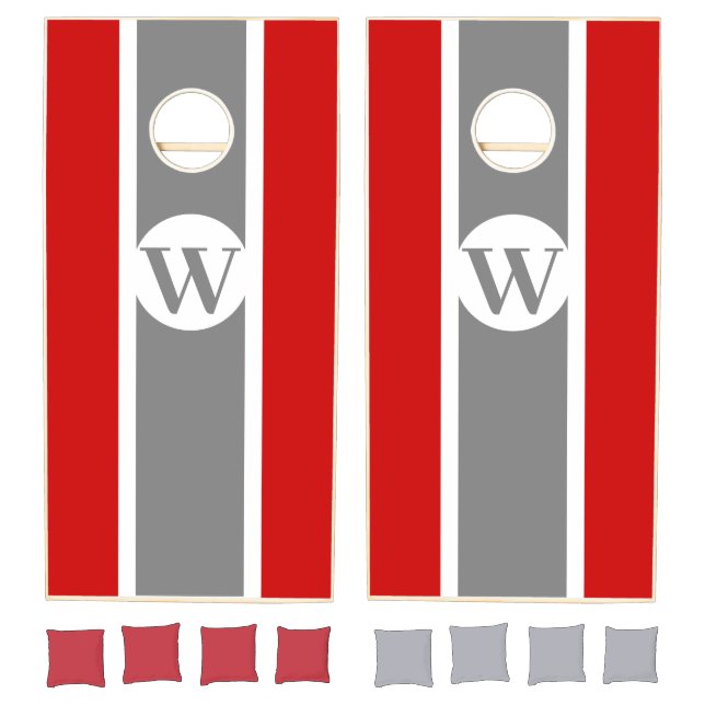 Red & Gray College Initial Cornhole Set (Set)