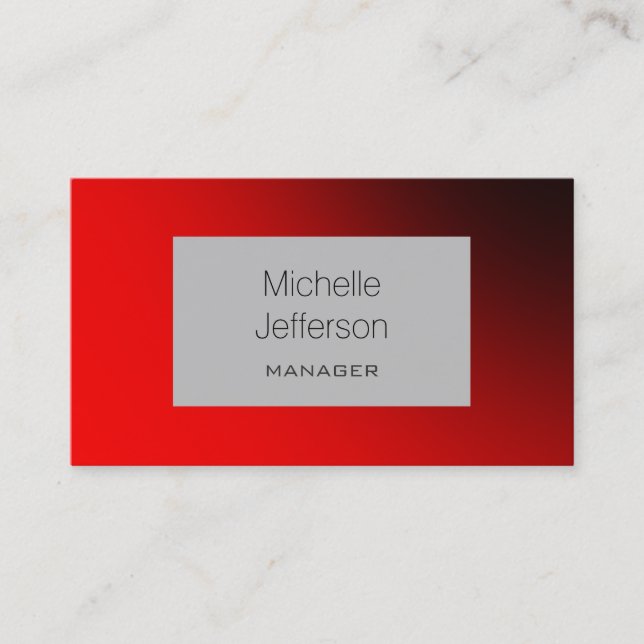 Red Gray Contemporary Trendy Business Card (Front)