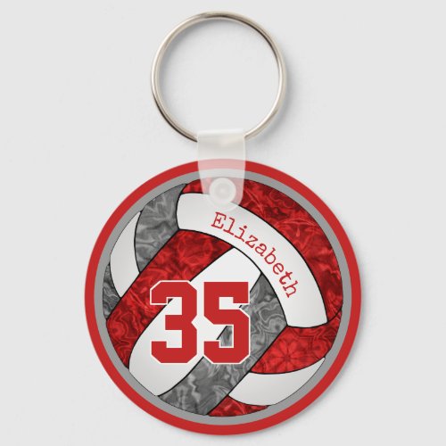 red gray custom girls volleyball team colors keychain