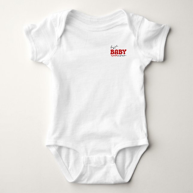 Red Gray Cute Best Baby Ever Baby Bodysuit (Front)