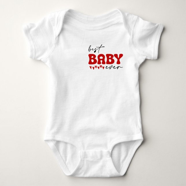 Red Gray Cute Best Baby Ever Bodysuit (Front)
