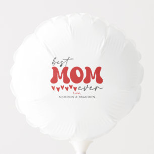 Red Gray Cute Best Mom Ever Balloon