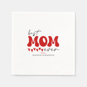 Red Gray Cute Best Mom Ever Napkins