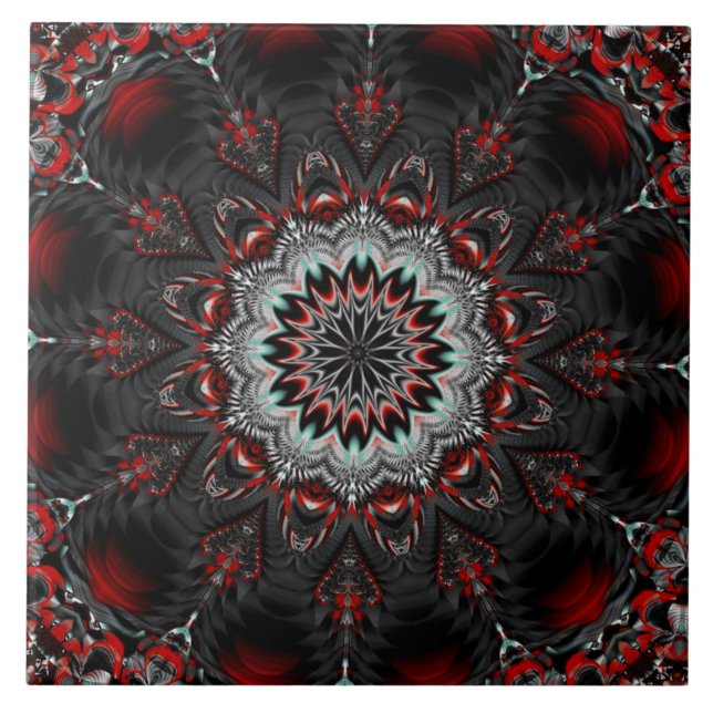 Red Gray Decorative Ceramic Tile (Front)