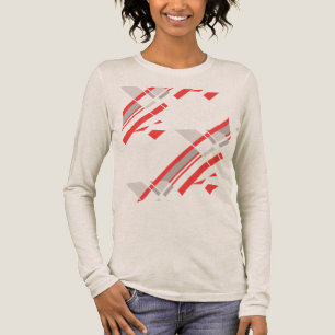 Red Gray Diagonal Shapes Southwest Look Abstract Tri-Blend Shirt