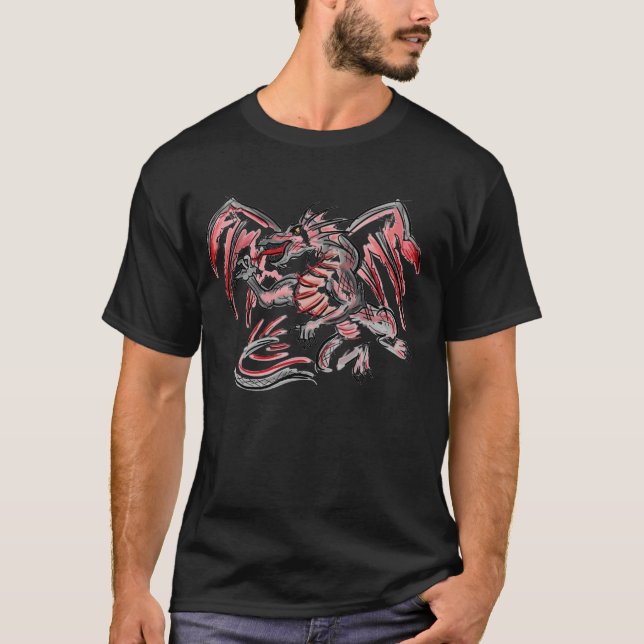 Red gray dragon guys tee (Front)