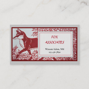 Red Gray Fox Ceramic Tile Design Elegant Animal Business Card