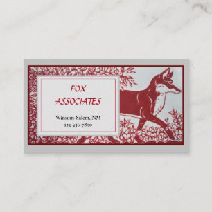 Red Gray Fox Ceramic Tile Design Elegant Animal Business Card