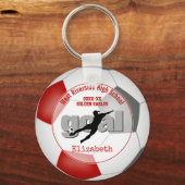 red gray girls soccer goal team spirit sports keychain (Front)
