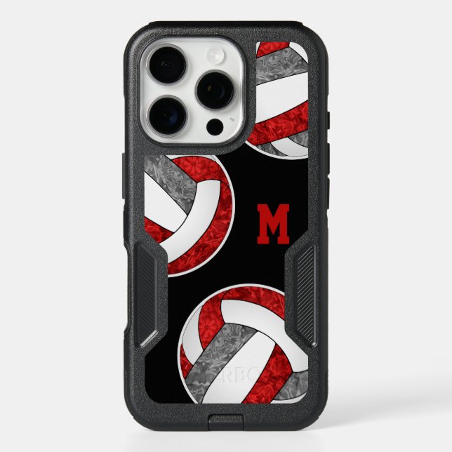red gray girls team colors volleyball otterbox iPhone case (Back)