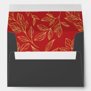 Red Gray Gold Merry Christmas Return Address Envelope