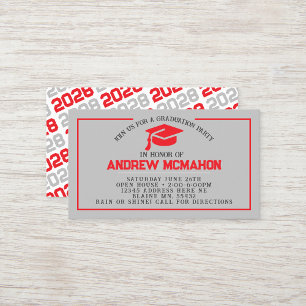 Red & Gray Graduation Mini Graduation Invites
