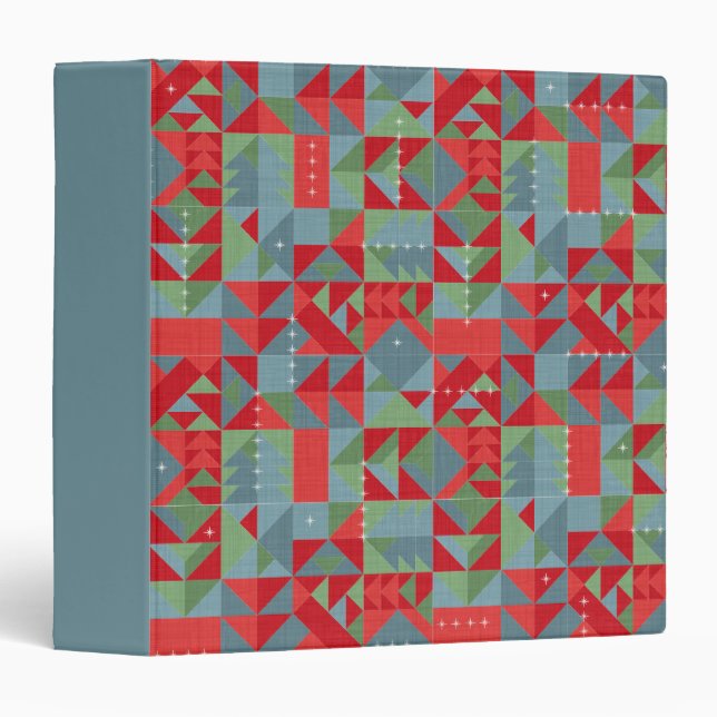 Red, gray, green geometric pattern. 3 ring binder (Front/Spine)