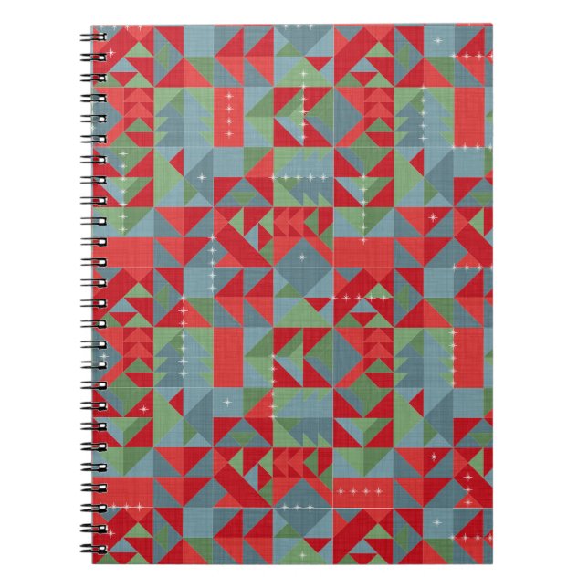 Red, gray, green geometric pattern. notebook (Front)