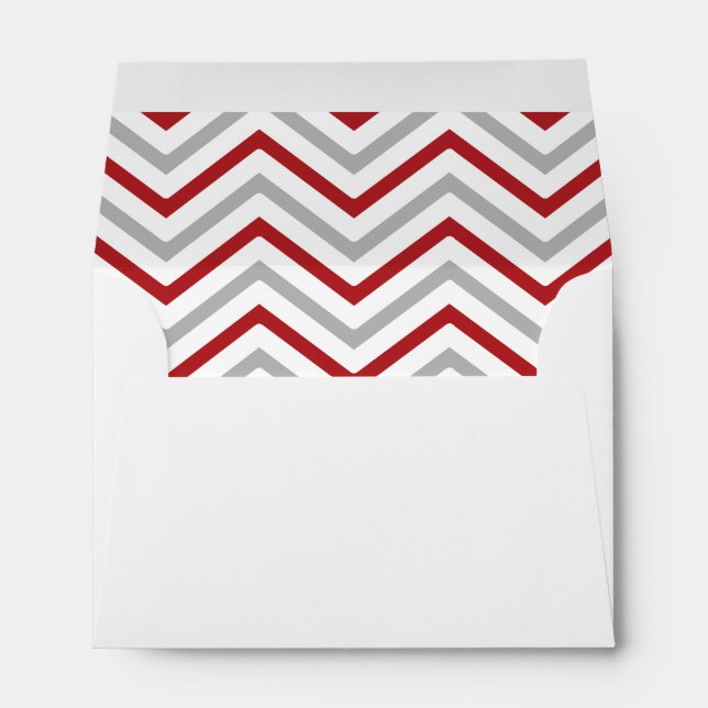 Red Gray Grey Chevron Lined Envelope (Back (Bottom))